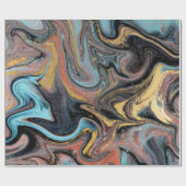 Papier Cadeau Nature bleu et vert marbré avec parties scintillan (Plat)