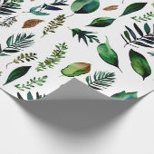 Papier Cadeau Nature botanique du feuillage vert (Coin)