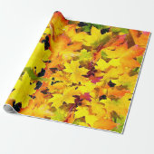 Papier Cadeau Nature Feuilles d'automne jaune orange rouge (Déroulé)