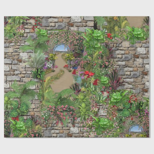 Papier Cadeau Nature intérieure et extérieure en fleurs (Plat)