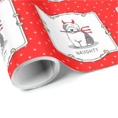 Papier Cadeau Naughty Devil Old English Sheepdog (Gris 1) (Coin rond)