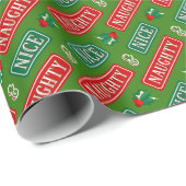 Papier Cadeau Naughty et Nice Noël (Coin rond)