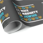 Papier Cadeau Naughty Jewish Menorah Hanoukka (Coin rond)