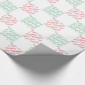 Papier Cadeau Naughty Nice Rouge Vert Noël Checkerboard (Coin)