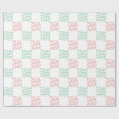 Papier Cadeau Naughty Nice Rouge Vert Noël Checkerboard (Plat)