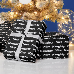 Papier Cadeau Naughty ou beau noir blanc moderne drôle mignon
