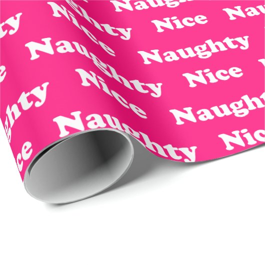 Papier Cadeau Naughty ou joli rose chaud moderne drôle mignon (Coin rond)