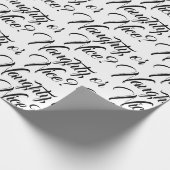 Papier Cadeau Naughty ou Nice blanc noir moderne script drôle (Coin)