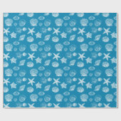 Papier Cadeau Nautical Beach Shells Aqua White (Plat)