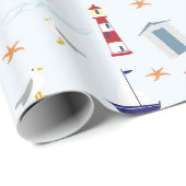 Papier Cadeau Nautical Birthday Party Invitation et accessoires (Coin rond)