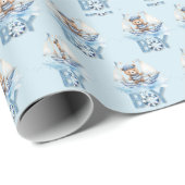 Papier Cadeau Nautical Teddy Bear C'est un Baby shower garçon (Coin rond)