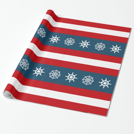 Papier Cadeau Nautical themed design (Déroulé)