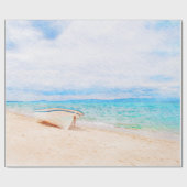 Papier Cadeau Nautique Aquarelle bateau de pêche (Plat)