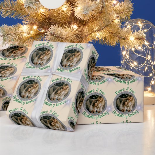 Papier Cadeau Navidades de fotografía de plata redonda y crema (Vacances)
