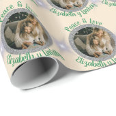 Papier Cadeau Navidades de fotografía de plata redonda y crema (Coin rond)