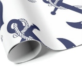 Papier Cadeau Navigation de la marine d'Ancre (Coin rond)