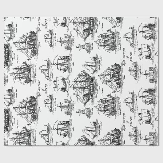 PAPIER CADEAU NAVIRE D'ANCIEN (Plat)