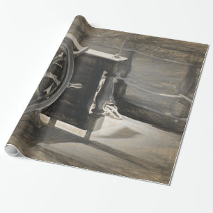 Papier Cadeau Navire de marine Vintage de l'océan marin Sepia A