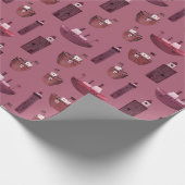 Papier Cadeau Navires et phares en bois Plum poussiéreux (Coin)