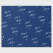 Papier cadeau Navy avec nom de couple élégant (Plat)