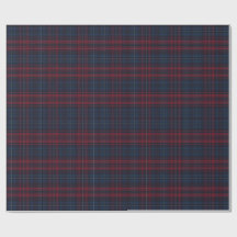 Navy Blue and Burgundy Plaid Wrapping Paper