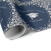 Papier Cadeau Navy Blue and Silver Graduation (Coin rond)