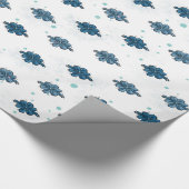 Papier Cadeau Navy Blue Bow Pattern Glossy Wrapping Paper (Coin)