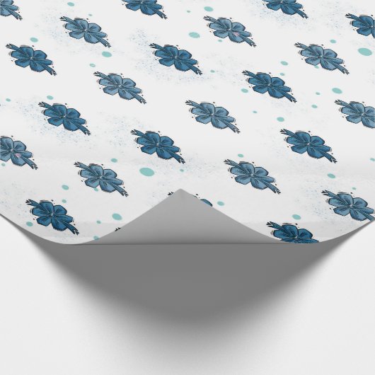 Papier Cadeau Navy Blue Bow Pattern Glossy Wrapping Paper (Coin)