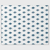 Papier Cadeau Navy Blue Bow Pattern Glossy Wrapping Paper (Plat)