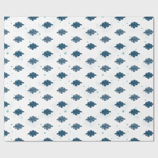 Papier Cadeau Navy Blue Bow Pattern Glossy Wrapping Paper (Plat)