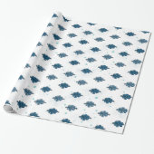 Papier Cadeau Navy Blue Bow Pattern Glossy Wrapping Paper (Déroulé)