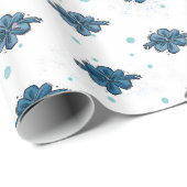 Papier Cadeau Navy Blue Bow Pattern Glossy Wrapping Paper (Coin rond)
