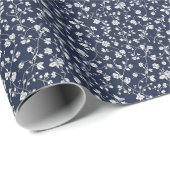 Papier Cadeau Navy Blue Classic Wedding Gift Wrapping Paper (Coin rond)