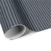 Papier Cadeau Navy Blue & Dark Gray Wonky Stripes (Coin rond)