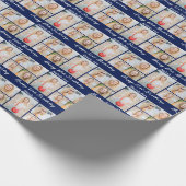 Papier Cadeau Navy Blue Happy Birthday Photo Collage (Coin)