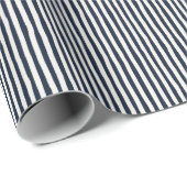 Papier Cadeau Navy Blue & Ivory Wonky Stripes (Coin rond)