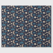 Papier Cadeau Navy Blue Moon Stars and Clouds Gift Wrap (Plat)