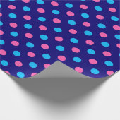 Papier Cadeau Navy Blue Pink Cyan Polka Dot Pattern (Coin)