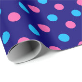 Papier Cadeau Navy Blue Pink Cyan Polka Dot Pattern (Coin rond)