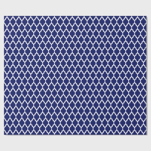 Papier Cadeau Navy Blue White Moroccan Quatrefoil (Plat)