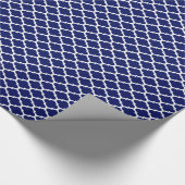 Papier Cadeau Navy Blue White Moroccan Quatrefoil Pattern #2 (Coin)