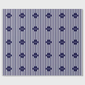 Papier Cadeau Navy Blue White Stripes (Plat)