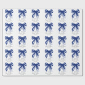 Papier Cadeau Navy Bow Coquette Script Sweet 16 Party  (Plat)