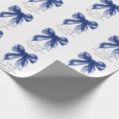 Papier Cadeau Navy Bow Coquette Script Sweet 16 Party  (Coin)
