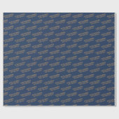 Papier Cadeau Navy et Or Nom Âge Chic Anniversaire (Plat)