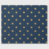 Papier Cadeau Navy et pois dorés Élégant (Plat)