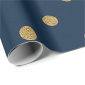 Papier Cadeau Navy et pois dorés Élégant (Coin rond)