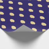 Papier Cadeau navy wrapping paper navy with golden sea scallops (Coin)