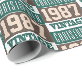 Papier Cadeau Né en 1987 avec le nom chrétien (Coin rond)