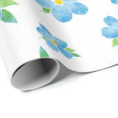Papier Cadeau Ne m'oubliez pas Motif de fleurs d'aquarelle (Coin rond)